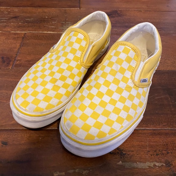 mens yellow checkered vans